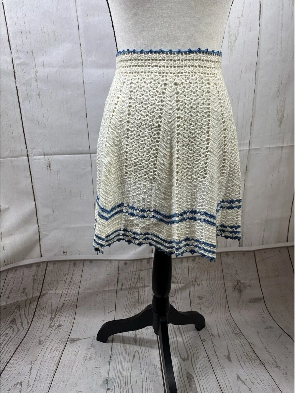 Vintage Crocheted Chevron Half Apron 40-50ss